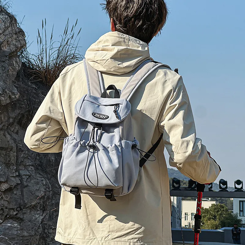 GOBLIN SHARKS 1759 Nylon Backpack Unisex Green & Coffee/Blue-10