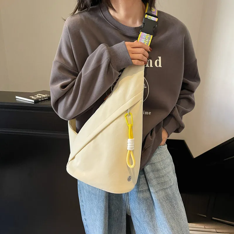 GOBLIN SHARKS 1759 Canvas Sling Bag Unisex White & Purple/White & Black/Yellow Brown/Black-1