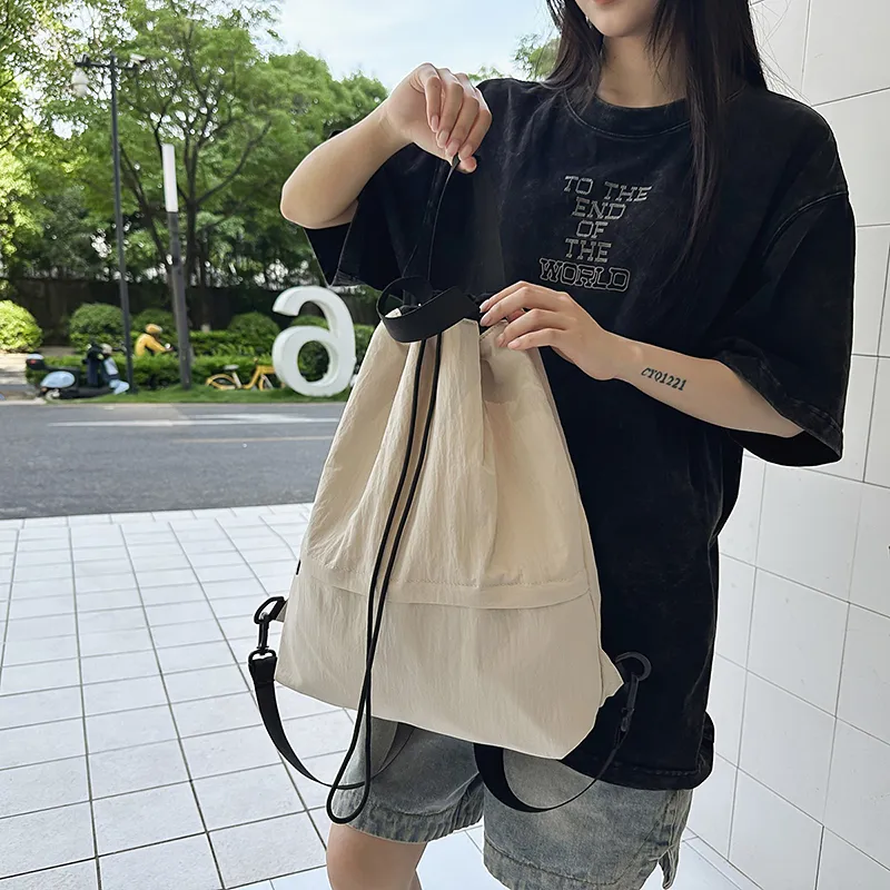 GOBLIN SHARKS 1759 Nylon Backpack Unisex White/Black-5