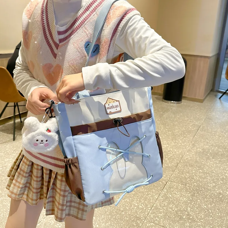 GOBLIN SHARKS 1759 Nylon Shoulder Bag Unisex Blue Black/Pink/Yellow/Purple-1
