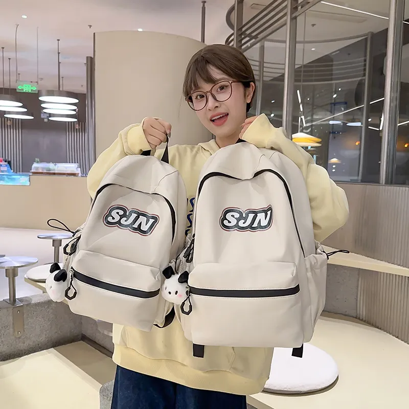 GOBLIN SHARKS 1759 Nylon Backpack Large Size Unisex White/Black/Khaki/Blue/Pink-2
