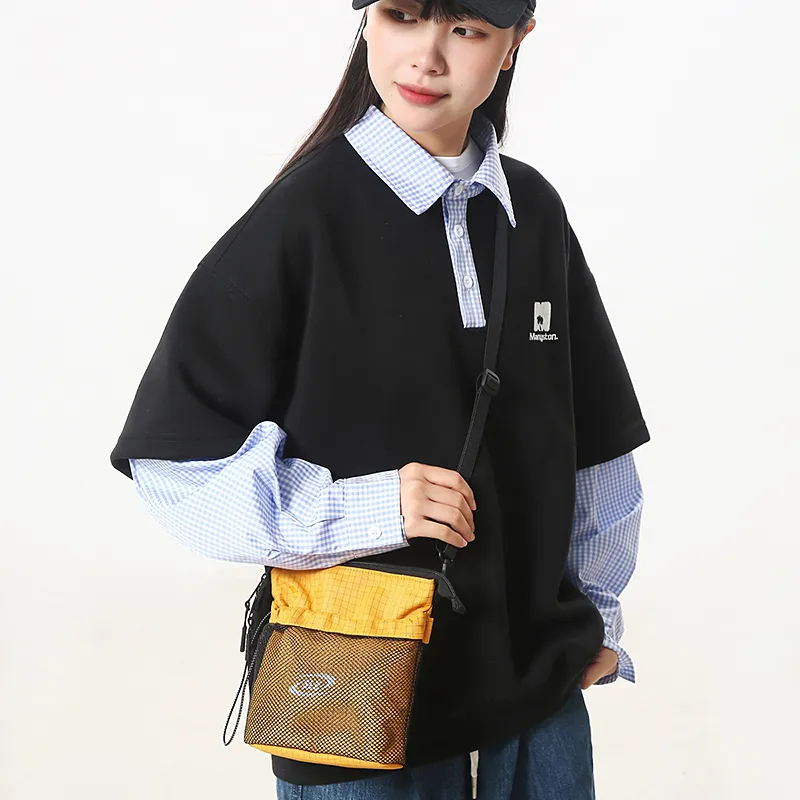 GOBLIN SHARKS 1759 Nylon Backpack, Crossbody Bag Regular Unisex Black/Khaki/Green/Red/Yellow-25