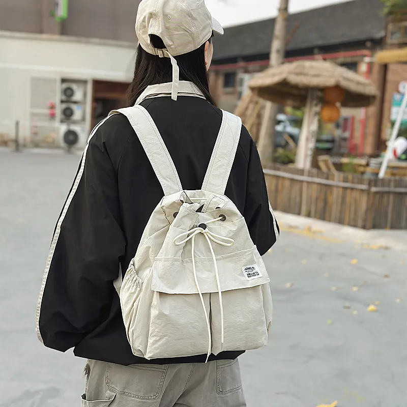 GOBLIN SHARKS 1759 Nylon Backpack Unisex White/Black/Green/Brown-3
