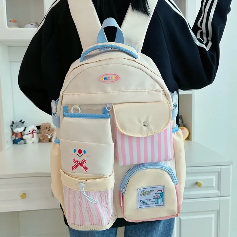 GOBLIN SHARKS 1759 Nylon Backpack Regular Unisex Ecru/Blue-5
