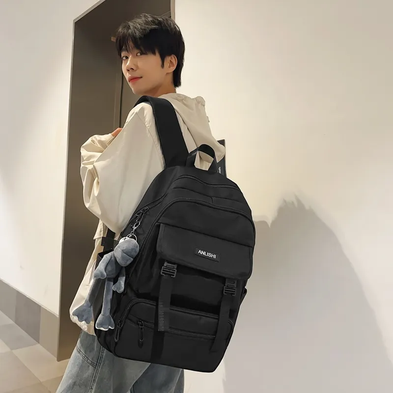 GOBLIN SHARKS 1759 Nylon Backpack Regular Unisex White & Black/Pure Black/White With Gray/White With Brown-4