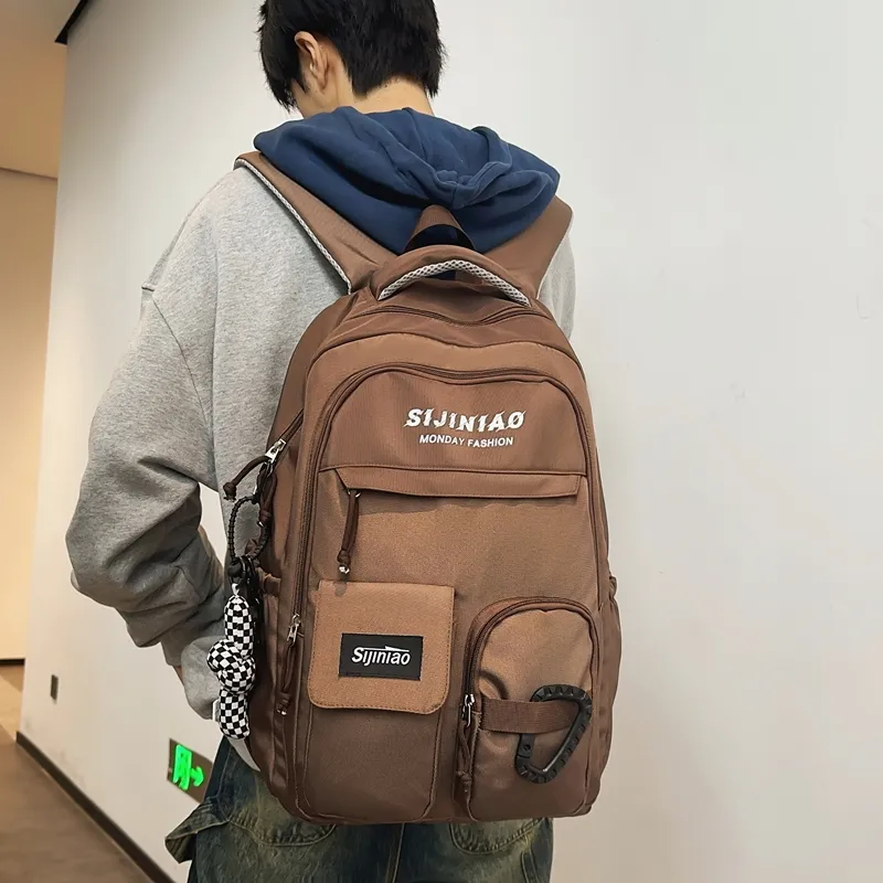 GOBLIN SHARKS 1759 Nylon Backpack Unisex Black/Khaki/Gray/Red/Brown-22