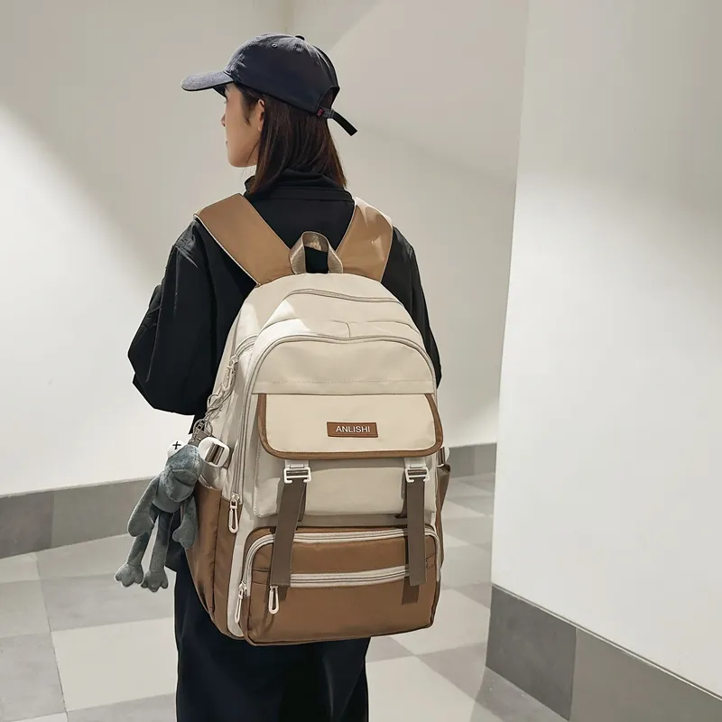 GOBLIN SHARKS 1759 Nylon Backpack Regular Unisex White & Black/Pure Black/White With Gray/White With Brown-17