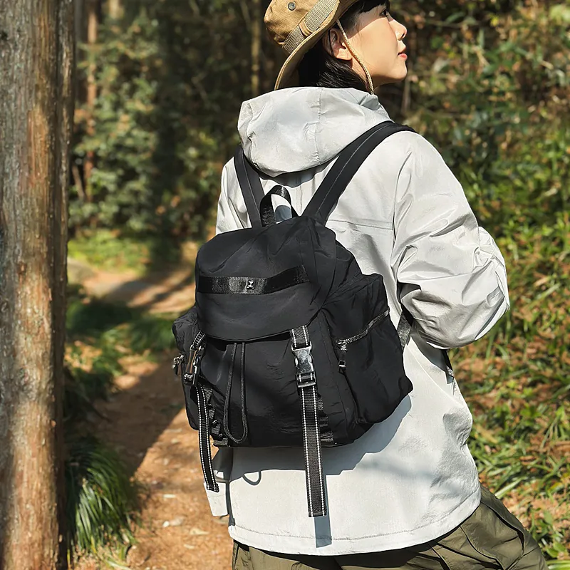 GOBLIN SHARKS 1759 Nylon Backpack Regular Unisex Coffee/Black/Gray/Orange Red/Army Green-12