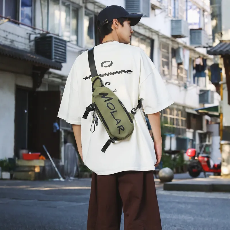 GOBLIN SHARKS 1759 Nylon Sling Bag Unisex White/Black/Gray/Green/Planet Black/Planet White-14