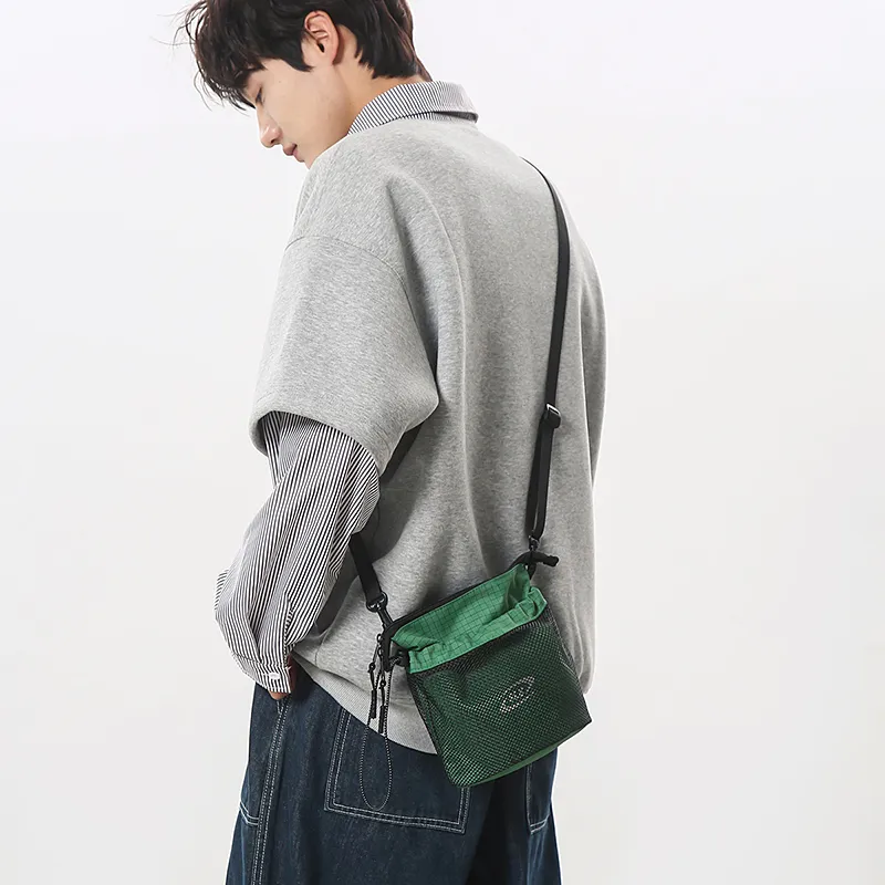 GOBLIN SHARKS 1759 Nylon Backpack, Crossbody Bag Regular Unisex Black/Khaki/Green/Red/Yellow-16