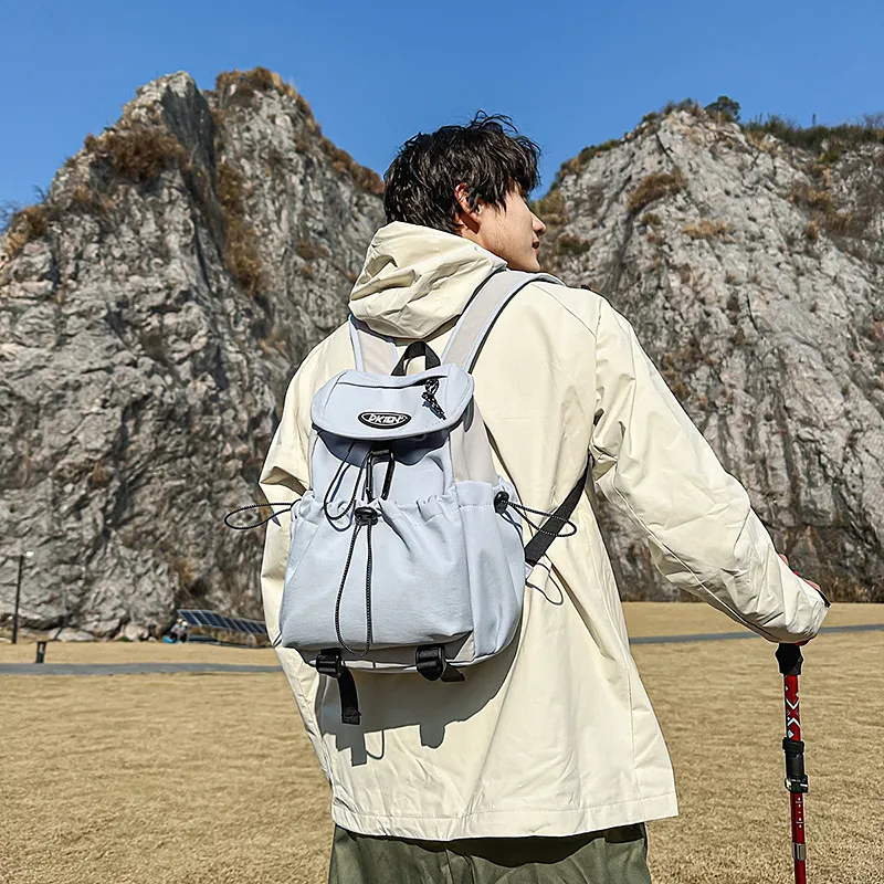 GOBLIN SHARKS 1759 Nylon Backpack Unisex Green & Coffee/Blue-12