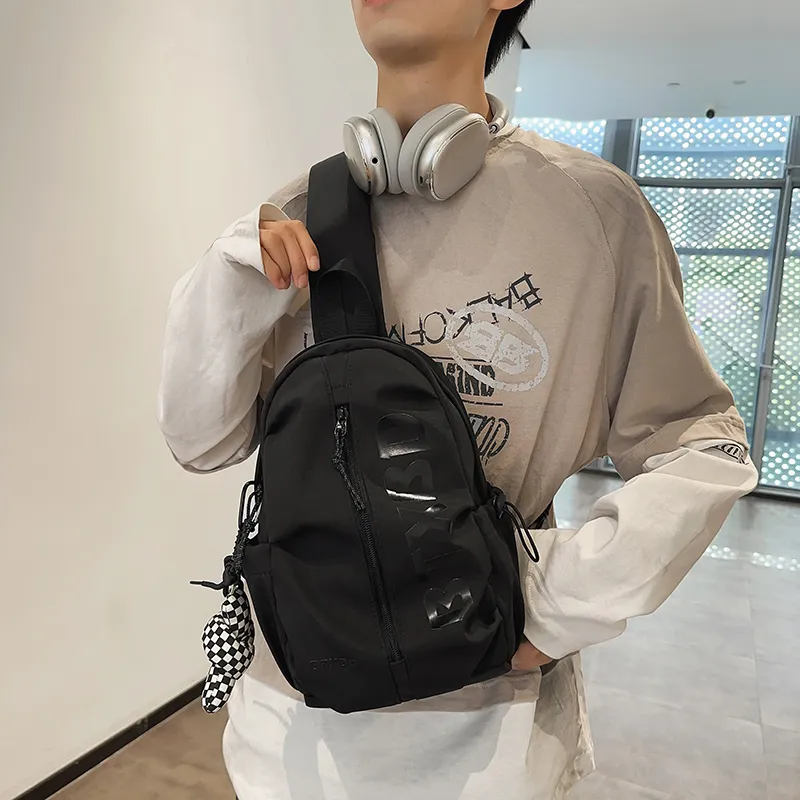 GOBLIN SHARKS 1759 Nylon Shoulder Bag Crossbody Bag Backpack Sling Bag Unisex White/Black-10