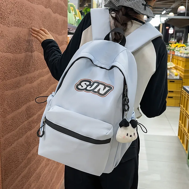 GOBLIN SHARKS 1759 Nylon Backpack Large Size Unisex White/Black/Khaki/Blue/Pink-23