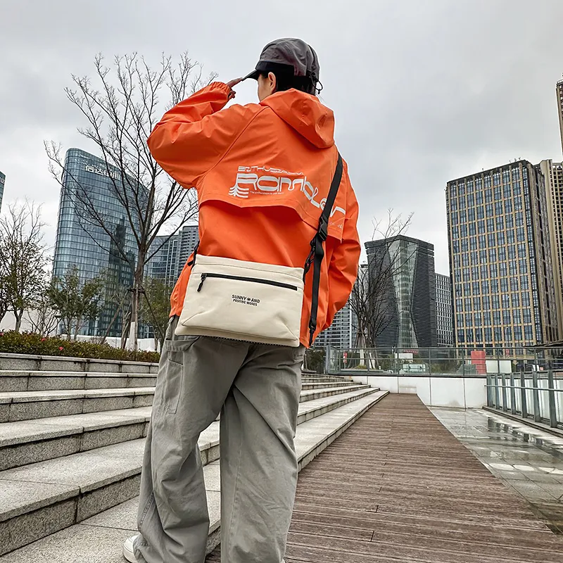 GOBLIN SHARKS 1759 Nylon Backpack Crossbody Bag Regular Unisex White/Black/Khaki/Orange-5