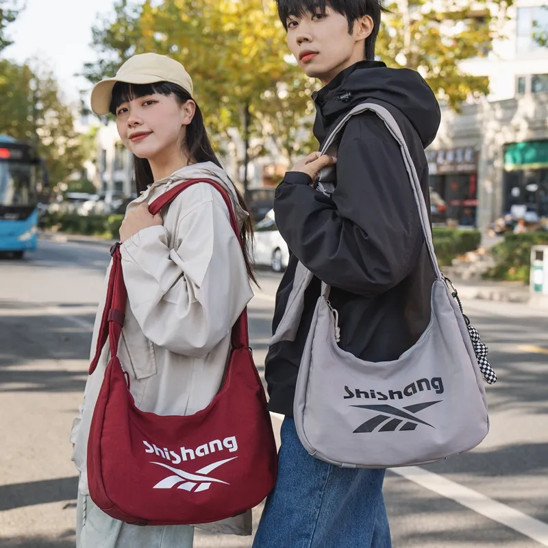 GOBLIN SHARKS 1759 Nylon Crossbody Bag Regular Unisex Ecru/Black/Red/Gray-18