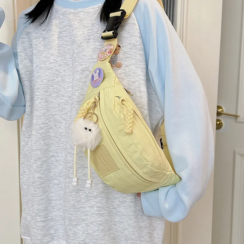 GOBLIN SHARKS 1759 Nylon Sling Bag Trumpets Unisex White/Pink/Yellow/Khaki-15