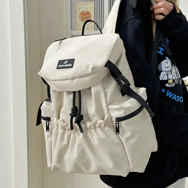 GOBLIN SHARKS 1759 Nylon Backpack Unisex White/Orange/Black/Khaki/Gray-3