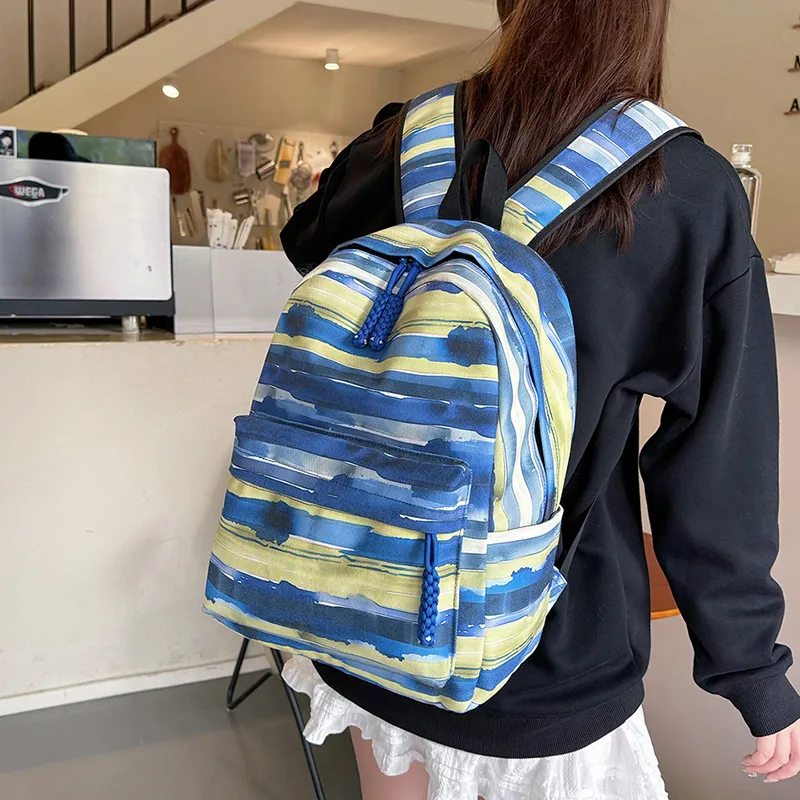 GOBLIN SHARKS 1759 Canvas Backpack Unisex Yellow/Green/Blue/Pink-3