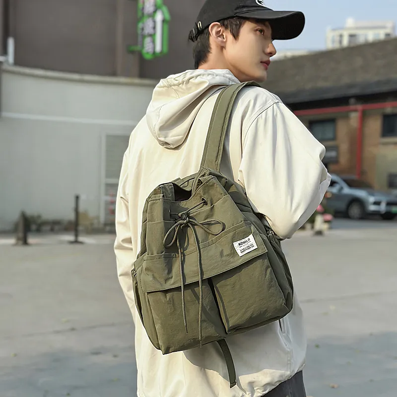GOBLIN SHARKS 1759 Nylon Backpack Unisex White/Black/Green/Brown-11
