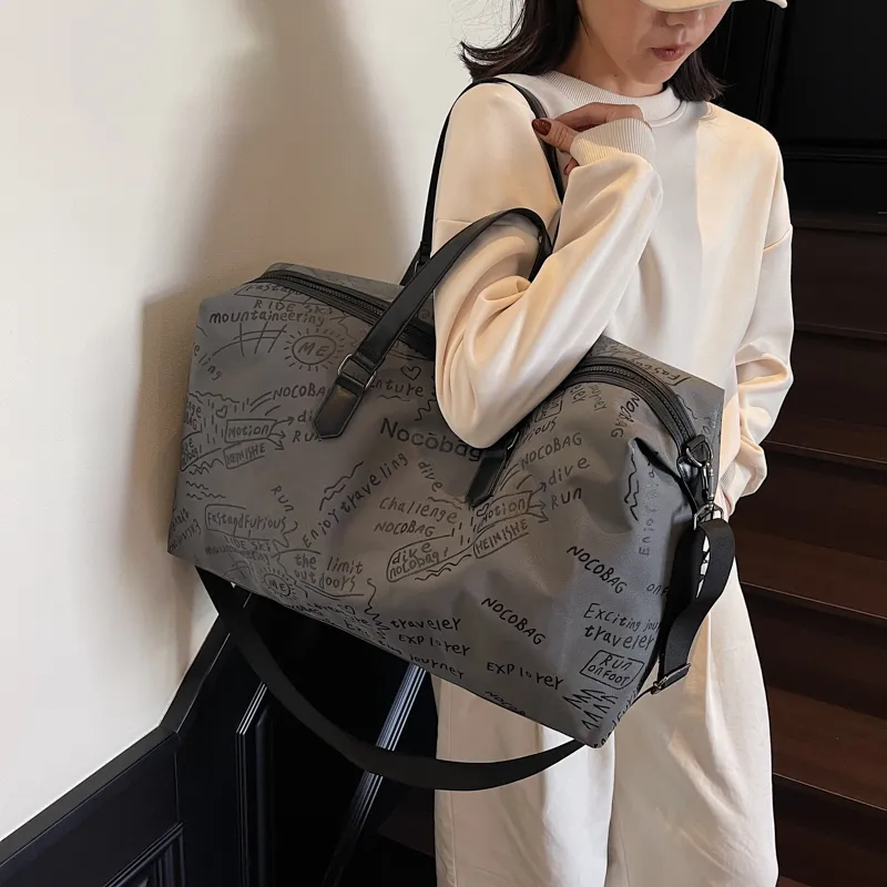 GOBLIN SHARKS 1759 Fabric Backpack Portable Crossbody Gym Bag Large Size Unisex Black/Green/Gray-18