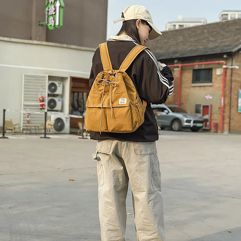 GOBLIN SHARKS 1759 Nylon Backpack Unisex White/Black/Green/Brown-19