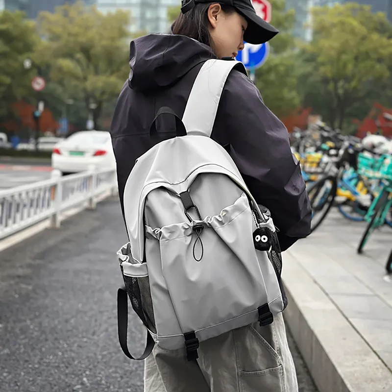 GOBLIN SHARKS 1759 Laminated Oxford Cloth Backpack Large Size Unisex Orange/Khaki/Black/Gray/Pea Green-24