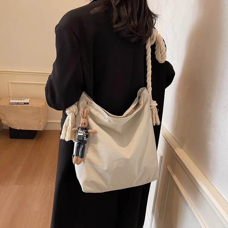 GOBLIN SHARKS 1759 Fabric Shoulder Bag Regular Women's Ecru/Khaki/Black-1