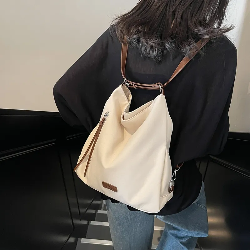 GOBLIN SHARKS 1759 Canvas Canvas Bag Shoulder Bags Regular Women's Ecru/Khaki/Black-3