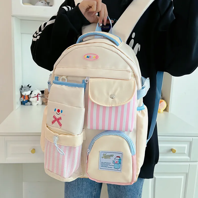 GOBLIN SHARKS 1759 Nylon Backpack Regular Unisex Ecru/Blue-1