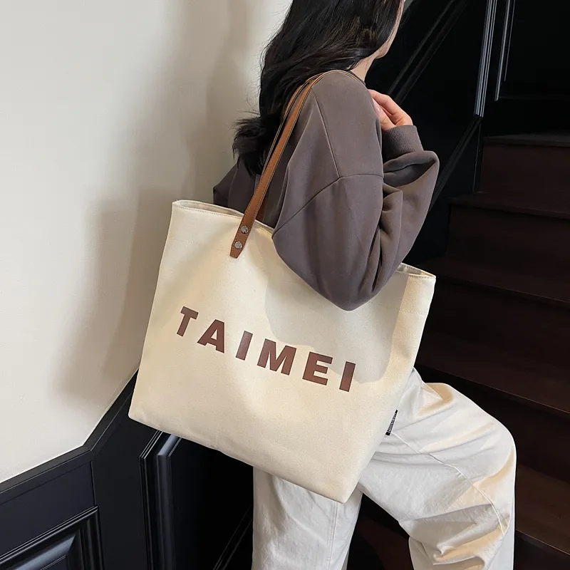GOBLIN SHARKS 1759 Canvas Shoulder Bag Unisex White/Khaki/Black-2