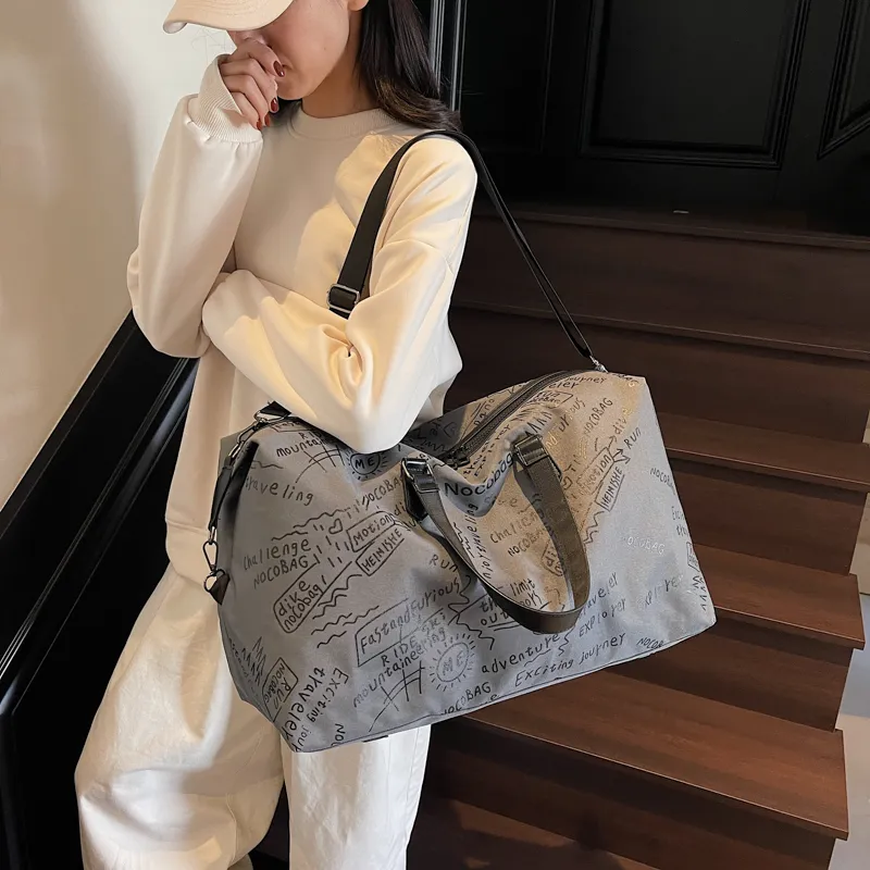 GOBLIN SHARKS 1759 Fabric Backpack Portable Crossbody Gym Bag Large Size Unisex Black/Green/Gray-16
