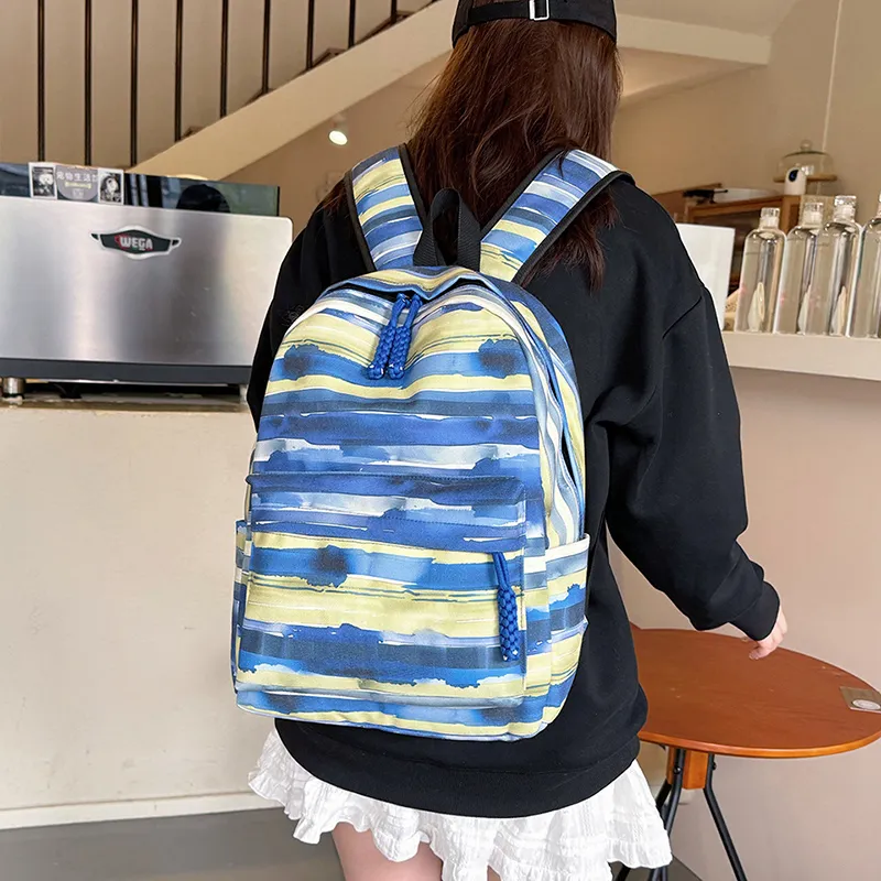 GOBLIN SHARKS 1759 Canvas Backpack Unisex Yellow/Green/Blue/Pink-4