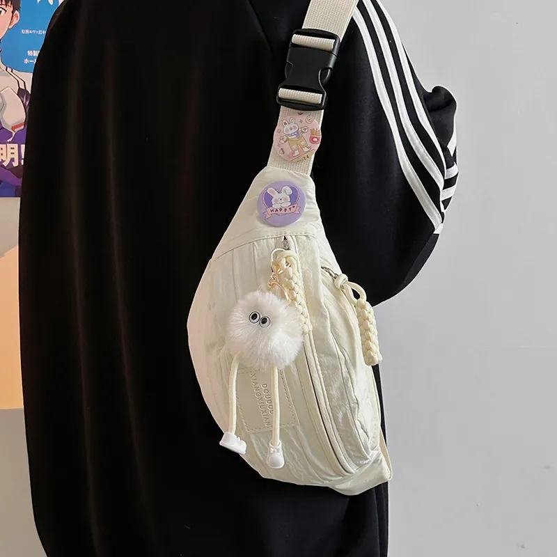 GOBLIN SHARKS 1759 Nylon Sling Bag Trumpets Unisex White/Pink/Yellow/Khaki-1
