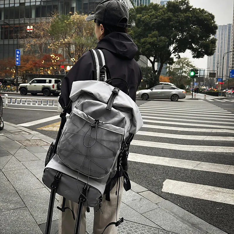 GOBLIN SHARKS 1759 Nylon Backpack Unisex Black/Gray-12