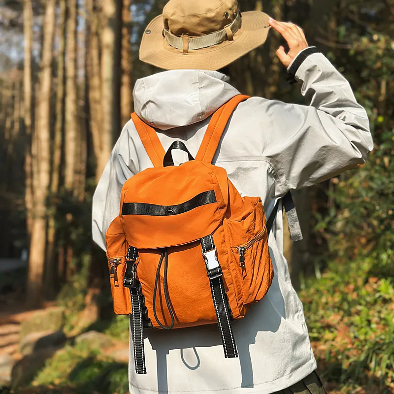 GOBLIN SHARKS 1759 Nylon Backpack Regular Unisex Coffee/Black/Gray/Orange Red/Army Green-3