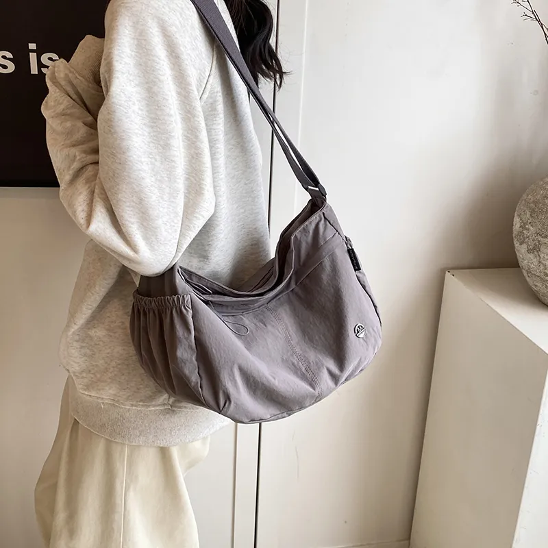 GOBLIN SHARKS 1759 Nylon Shoulder Bag Crossbody Bag Medium Size Unisex Khaki/Green/Purple Black-12