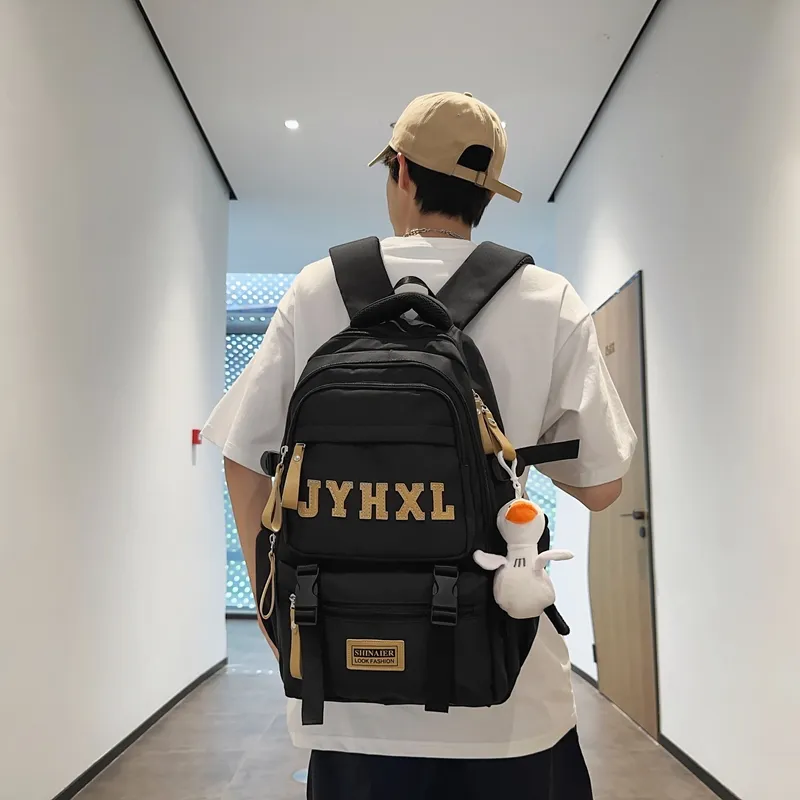 GOBLIN SHARKS 1759 Nylon Backpack Large Size Unisex Black/White/Red/Green/Khaki-4