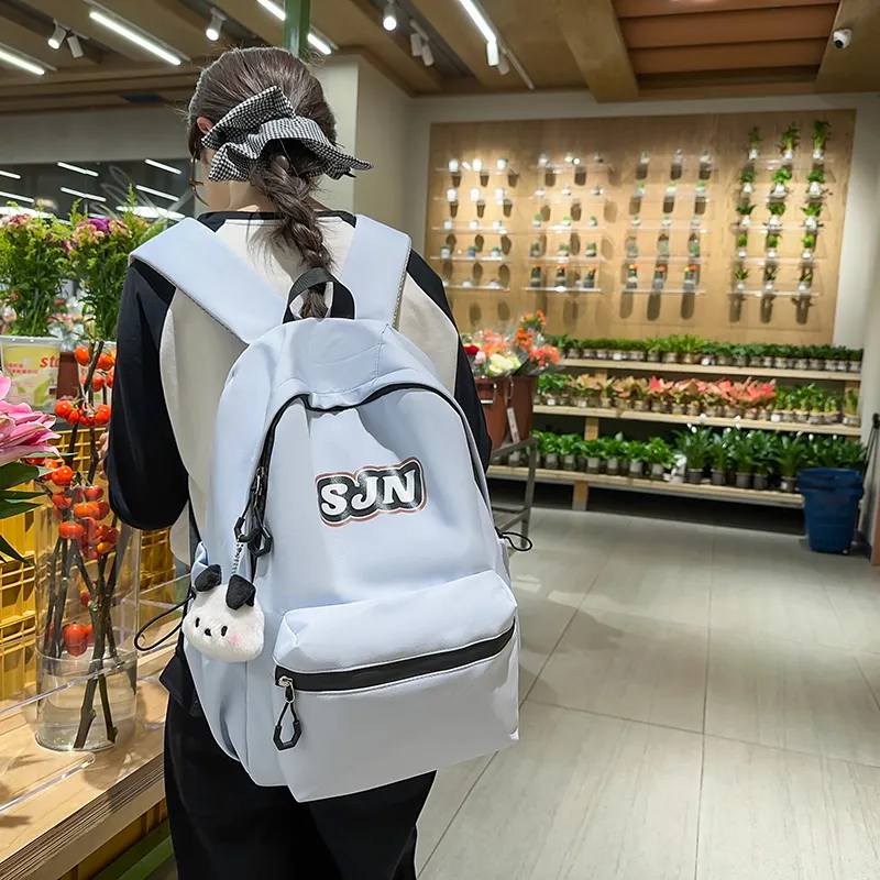 GOBLIN SHARKS 1759 Nylon Backpack Large Size Unisex White/Black/Khaki/Blue/Pink-24