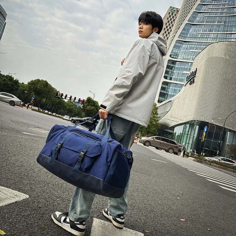 GOBLIN SHARKS 1759 Nylon Gym Bag Large Size Unisex Black/Dark Blue/Light Blue-8