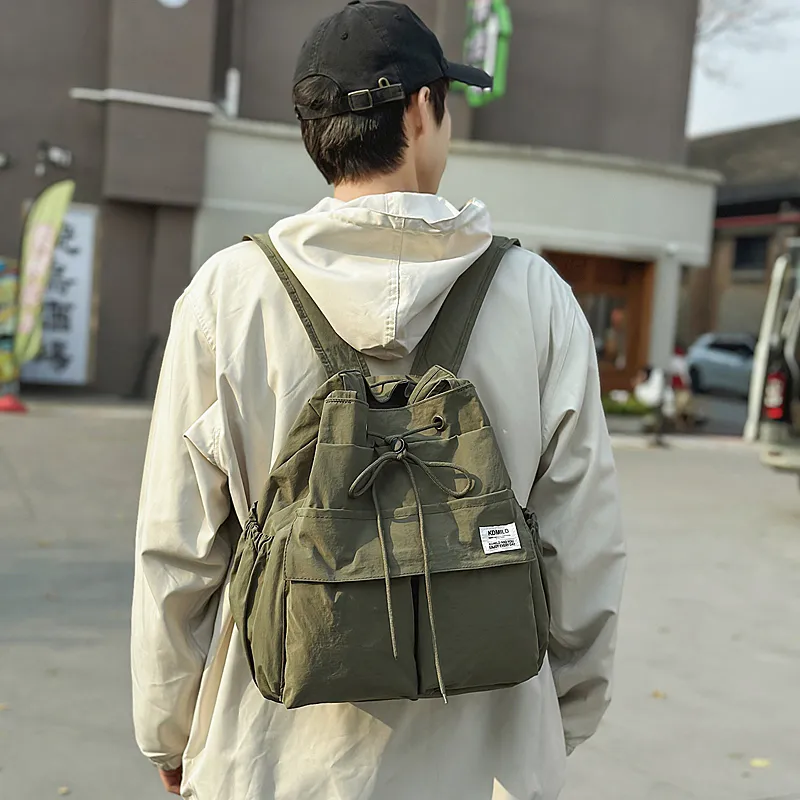 GOBLIN SHARKS 1759 Nylon Backpack Unisex White/Black/Green/Brown-10
