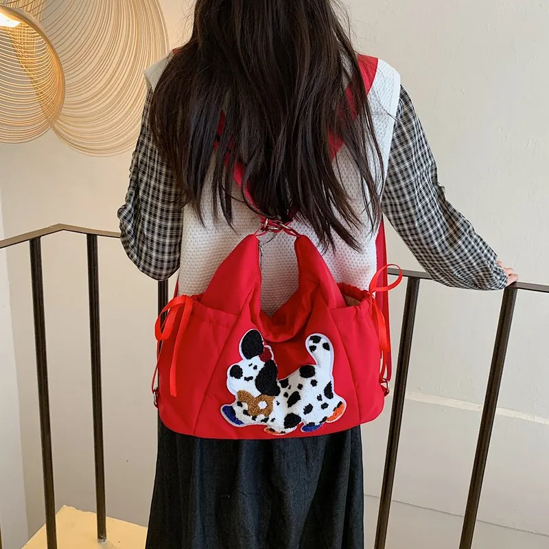 GOBLIN SHARKS 1759 Nylon Shoulder Bag Medium Size Unisex White/Pink/Red/Blue/Black-11