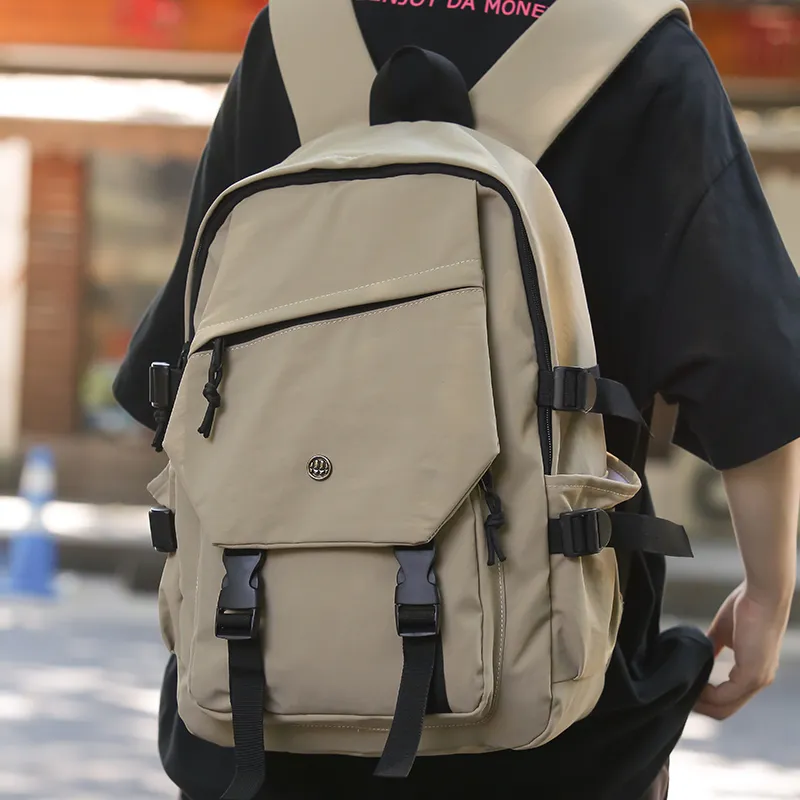 GOBLIN SHARKS 1759 Nylon Backpack Large Size Unisex Gray/Black/Khaki/Green-15
