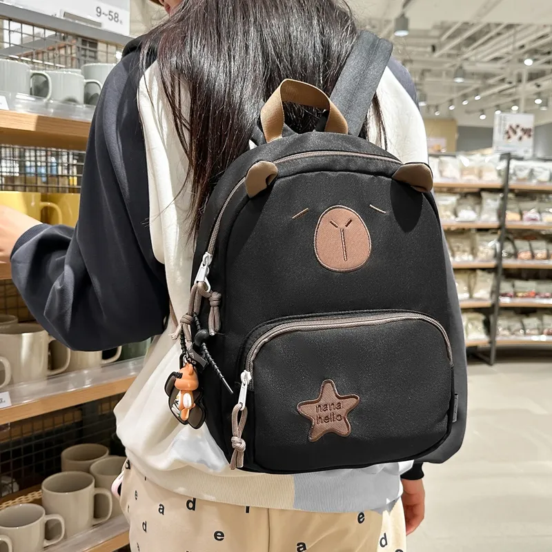 GOBLIN SHARKS 1759 Nylon Backpack Unisex Dark Khaki/Light Khaki/White Pink/Black-17