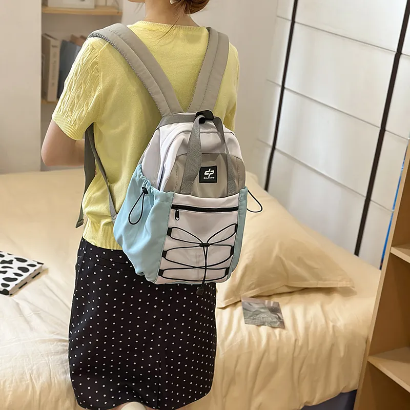 GOBLIN SHARKS 1759 Nylon Backpack Regular Unisex Khaki/White & Blue-9