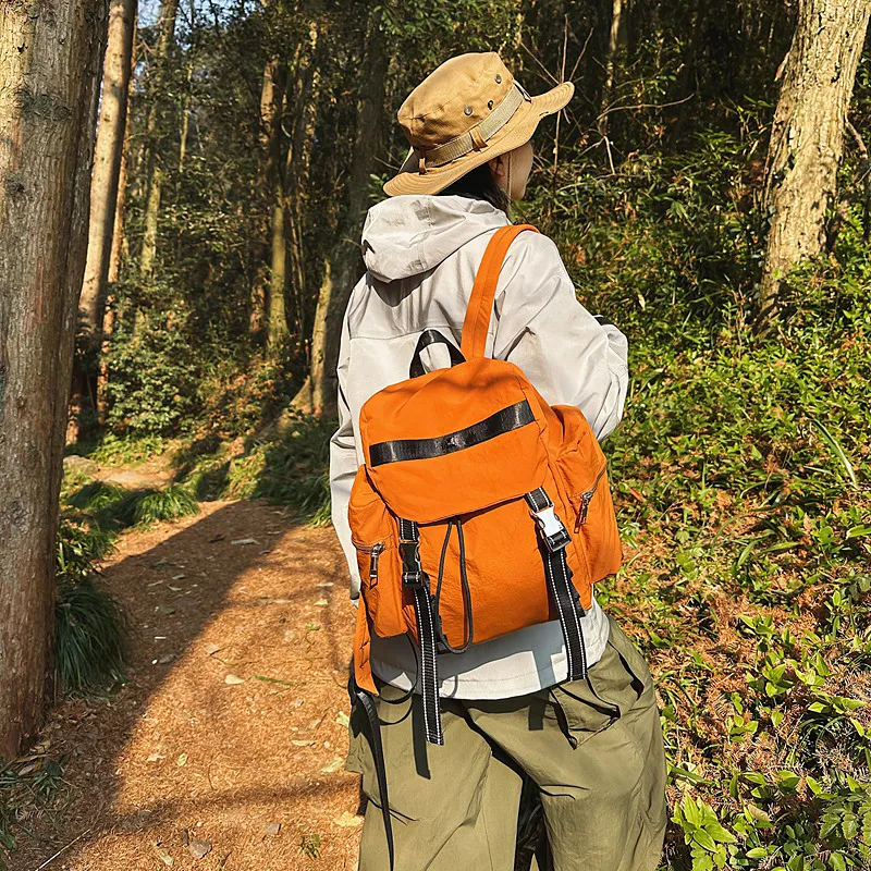 GOBLIN SHARKS 1759 Nylon Backpack Regular Unisex Coffee/Black/Gray/Orange Red/Army Green-4