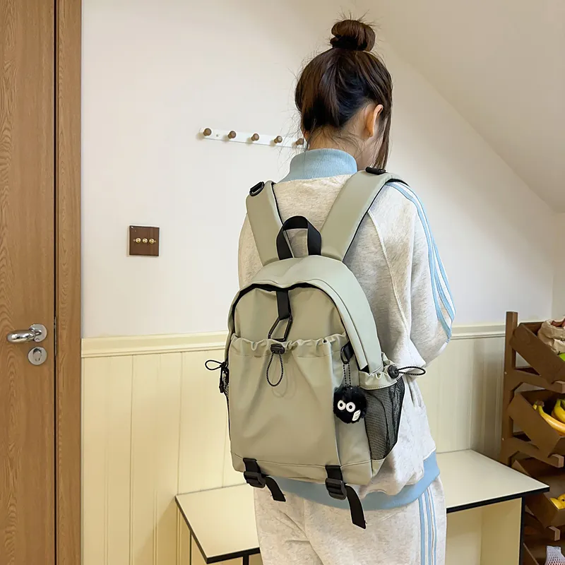 GOBLIN SHARKS 1759 Laminated Oxford Cloth Backpack Large Size Unisex Orange/Khaki/Black/Gray/Pea Green-49