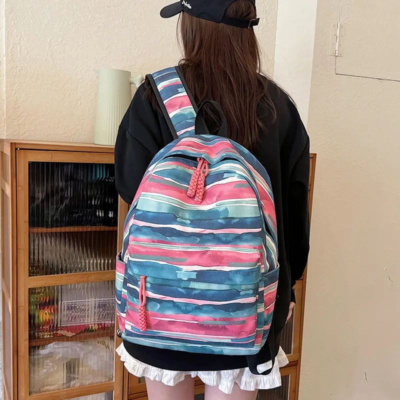 GOBLIN SHARKS 1759 Canvas Backpack Unisex Yellow/Green/Blue/Pink-23