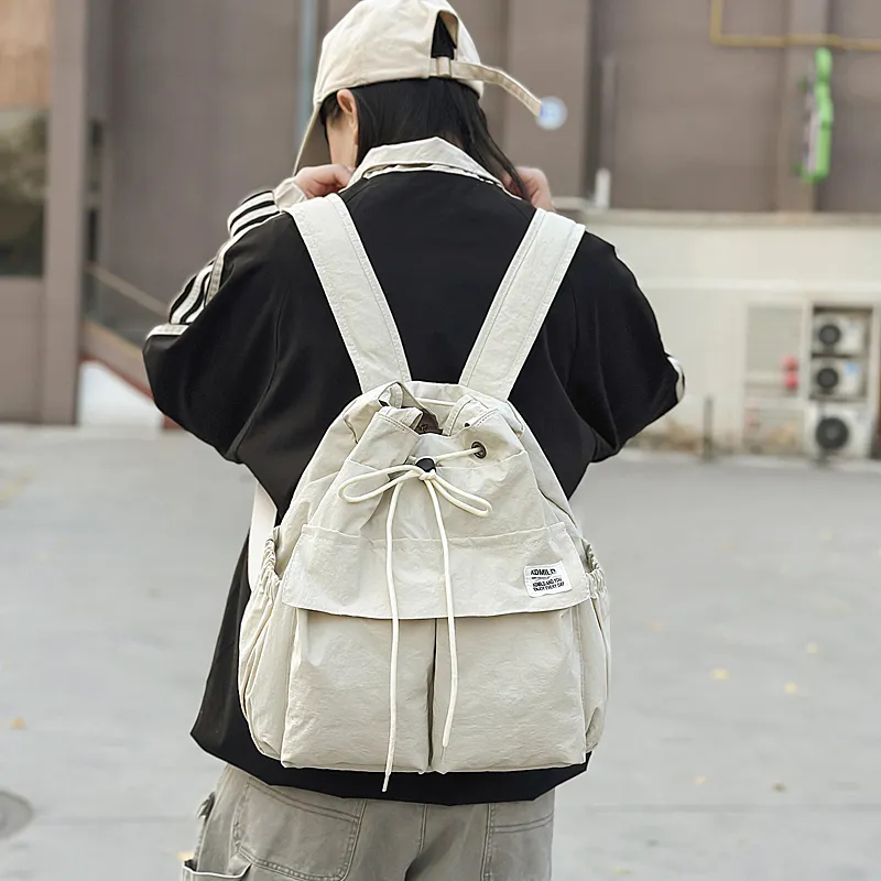 GOBLIN SHARKS 1759 Nylon Backpack Unisex White/Black/Green/Brown-2