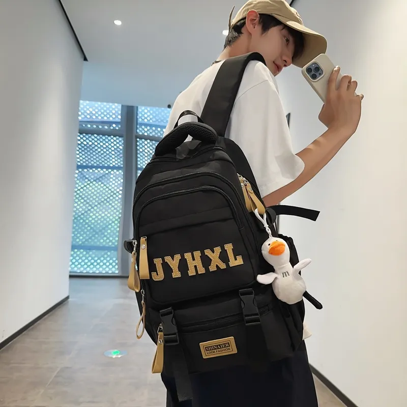 GOBLIN SHARKS 1759 Nylon Backpack Large Size Unisex Black/White/Red/Green/Khaki-5