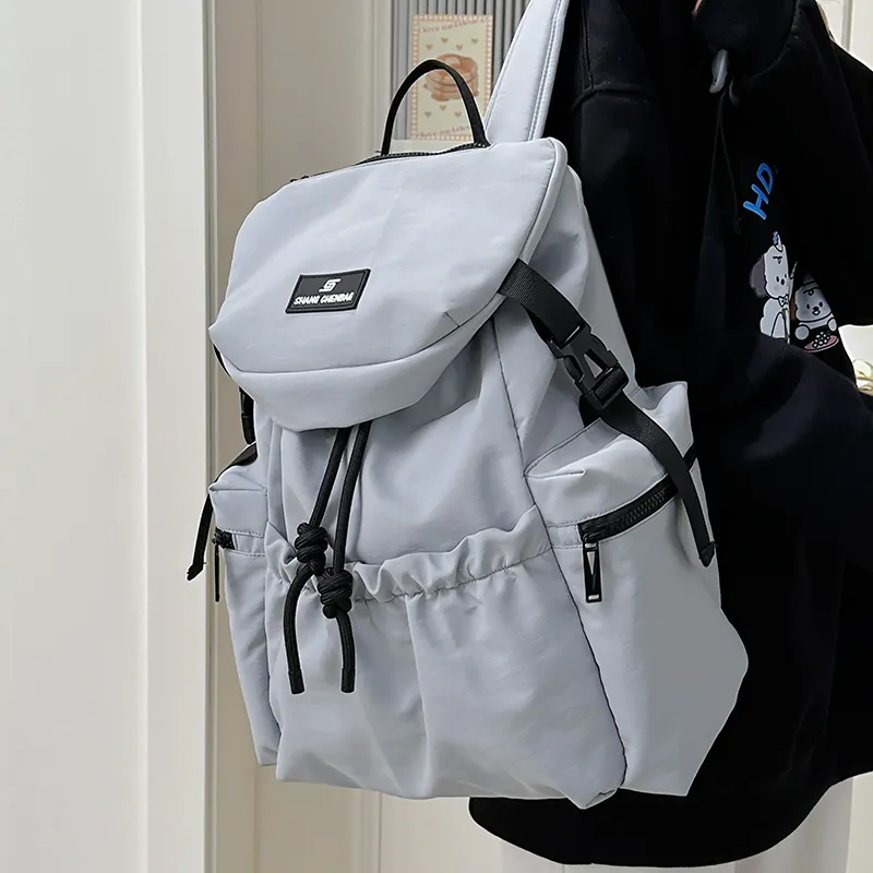 GOBLIN SHARKS 1759 Nylon Backpack Unisex White/Orange/Black/Khaki/Gray-27